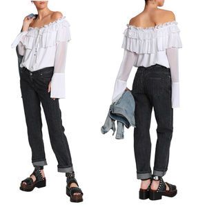 NWT Opening Ceremony White Silk Ruffled Top